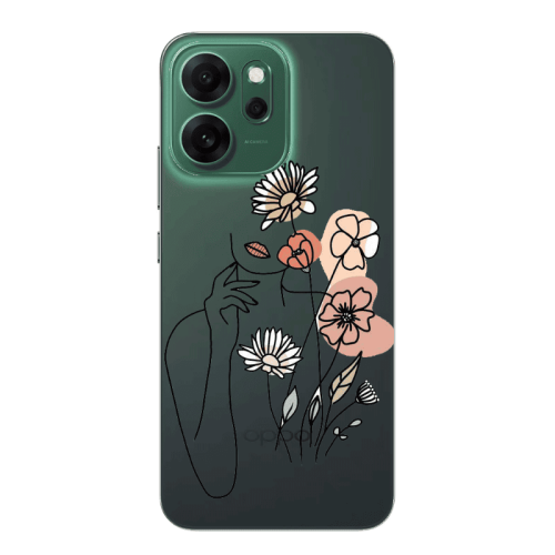 Oppo 14 F Lady with Flowers Transparent Silicone TPU Θήκη